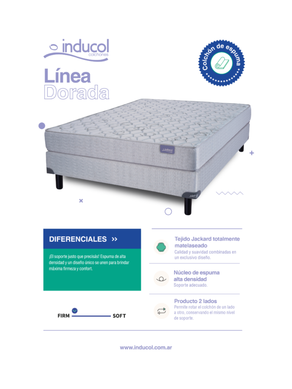 Conjunto sommier linea dorada 100