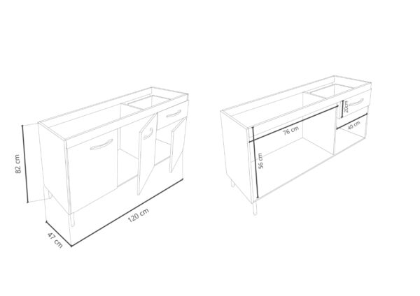 bajo mesada 1,20 Bajo mesada 1,20 con mesada