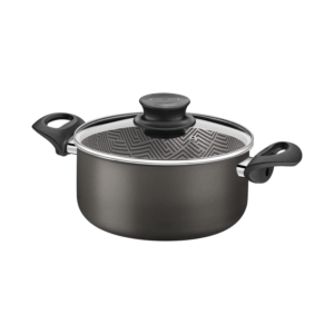 Cacerola Paris Texture Tramontina de Aluminio con Revestimiento Antiadherente Starflon Max Grafito con Tapa de Vidrio 22 cm 3,8 L