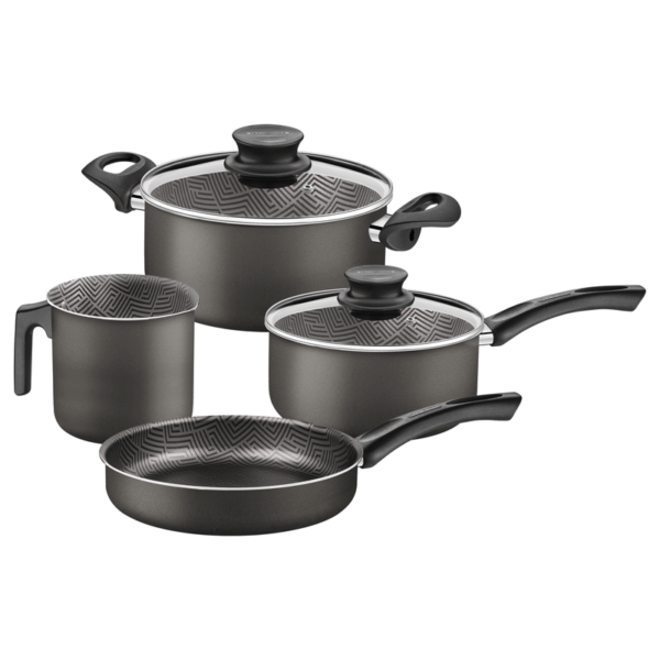 Batería de Cocina Paris Tramontina de Aluminio con Revestimiento Antiadherente Starflon Max Plomo 4 Pzas Batería de Cocina Paris Tramontina de Aluminio con Revestimiento Antiadherente Starflon Max Plomo 4 Pzas