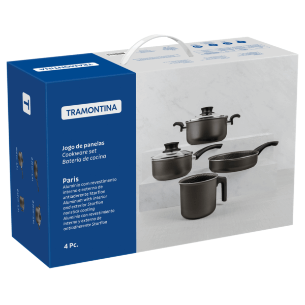 Batería de Cocina Paris Tramontina de Aluminio con Revestimiento Antiadherente Starflon Max Plomo 4 Pzas2 Batería de Cocina Paris Tramontina de Aluminio con Revestimiento Antiadherente Starflon Max Plomo 4 Pzas