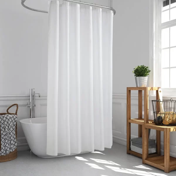 Cortina De Baño Jean Cartier Simil Lino + Ganchos Metálicos