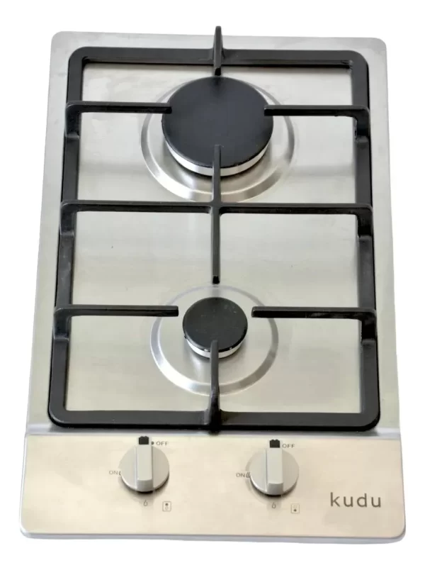 D_NQ_NP_2X_656451-MLU76304608831_052024-F Anafe a gas acero 2 hornallas Kudu KU-AG301-SS color plateado