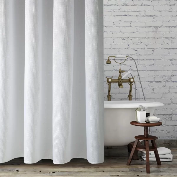 Cortina Baño Teflon Ganchos Rollers Metalico Jacquard Waffle