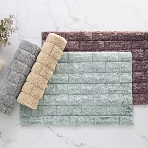 D_NQ_NP_2X_733379-MLA83755702342_042025-F Alfombra De Baño Rayada Colores Jean Cartier Gris Celeste