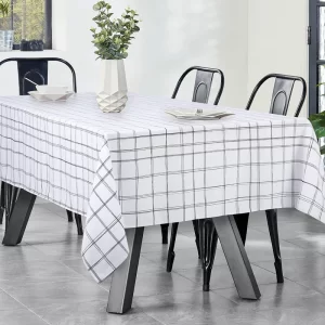 D_NQ_NP_2X_749626-MLA83561189549_042025-F Mantel Antimanchas Para Mesa Rectangular 150x200cm Cuadrícula Blanco Estampado