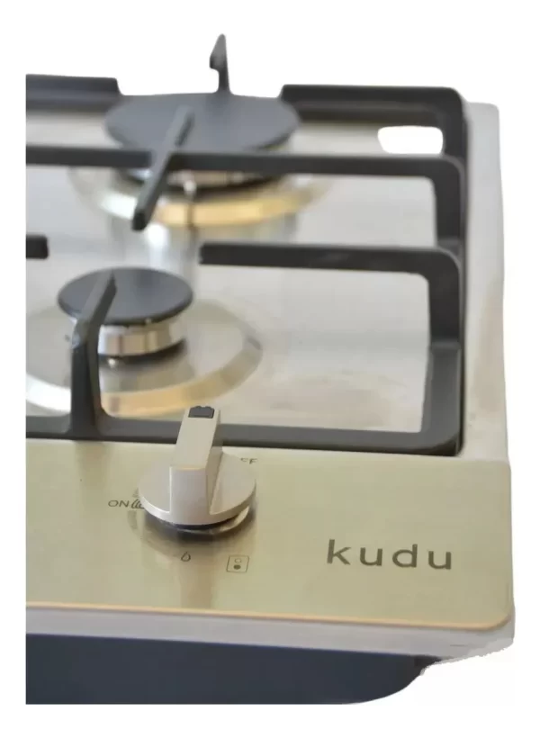 D_NQ_NP_2X_758281-MLU76304281471_052024-F Anafe a gas acero 2 hornallas Kudu KU-AG301-SS color plateado