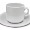 Taza Desayuno Con Plato Verbano Recta De Porcelana Color Blanco