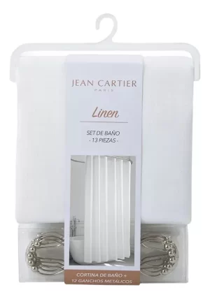 D_NQ_NP_2X_819743-MLA80138749990_112024-F Cortina Baño Simil Lino + Ganchos Metálicos Jean Cartier