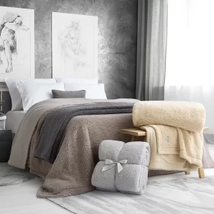 D_NQ_NP_2X_877919-MLA83623049959_042025-F Frazada Doble Corderito Y Polar Jeancartier Color Sherpa Visón Diseño de la tela Liso 1 Plazas 1/2.