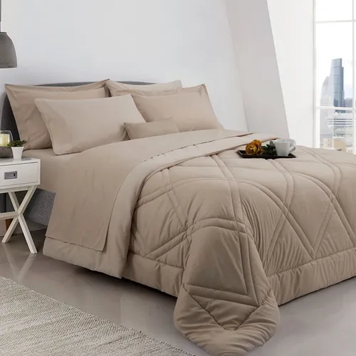 Kit Combo 7 Piezas Acolchado 1 1/2 Pza + Jgo De Sabana Funda.