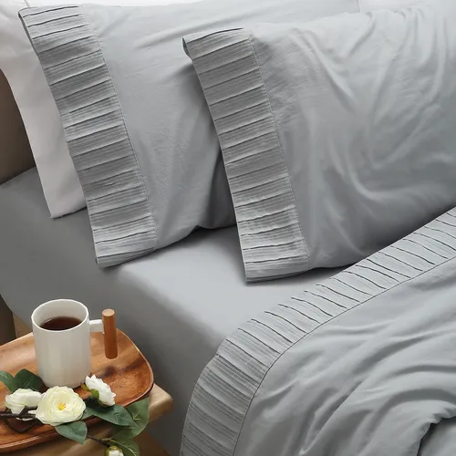 Juego De Sabanas Oxford Belle 600hq Jean Cartier Twin Gris Dobby 2 plazas.