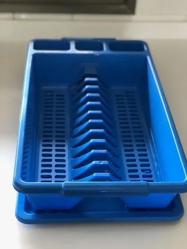 Escurridor Secaplatos Plastico Bandeja Italiano Tontarelli Color Azul