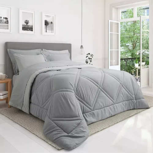 Kit Combo 7 Piezas Acolchado 1 1/2 Pza + Jgo De Sabana Funda.