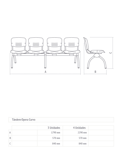Anana colors Ficha técnica web Silla Tándem OP Curvo