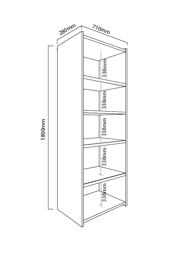 Biblioteca estudio 5 estantes.
