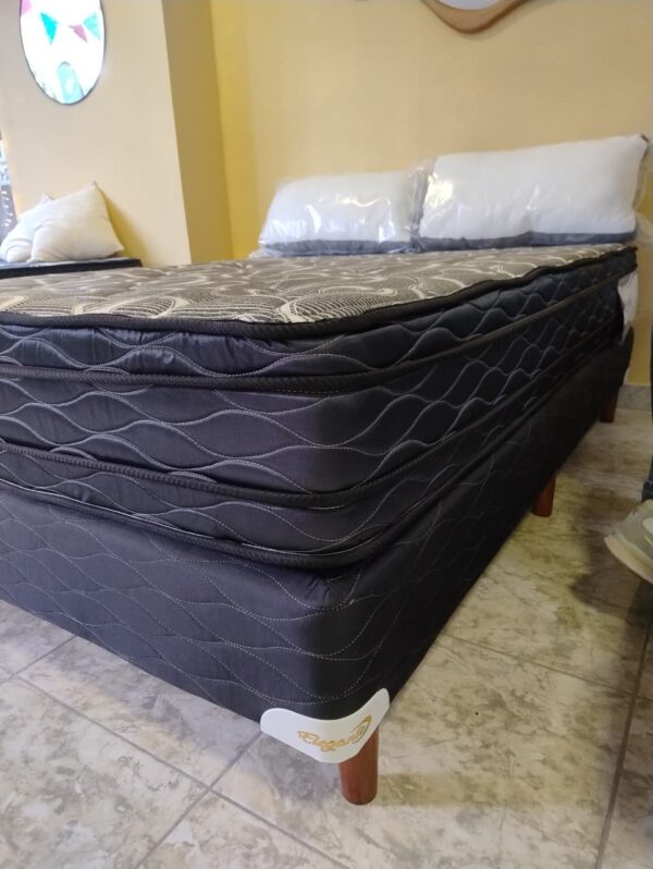 10. Conjunto sommier Euro Jackard 140x190 - espuma alta densidad ( Color Azul )