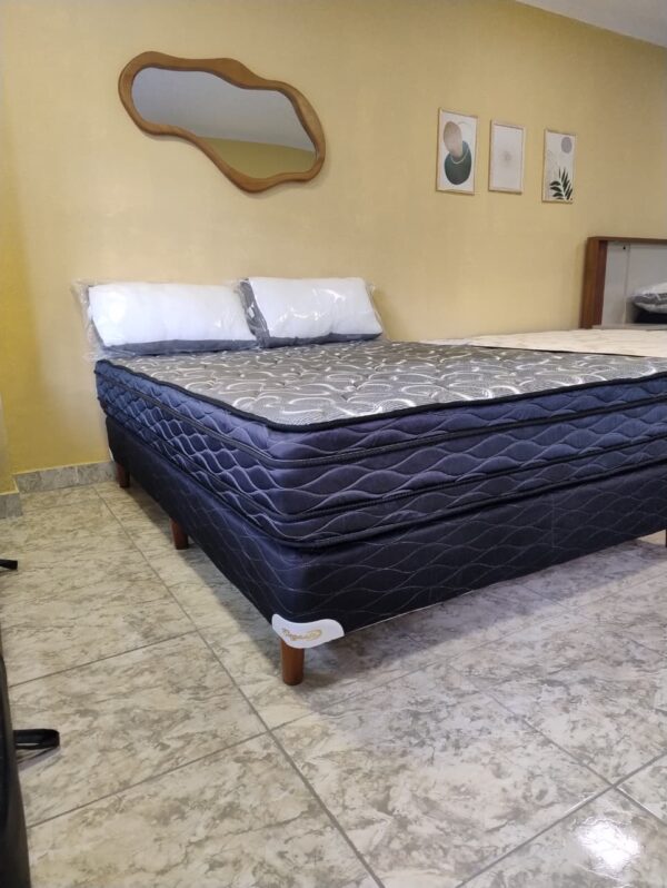 10. Conjunto sommier Euro Jackard 140x190 - espuma alta densidad ( Color Azul )