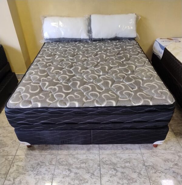 10. Conjunto sommier Euro Jackard 140x190 - espuma alta densidad ( Color Azul )