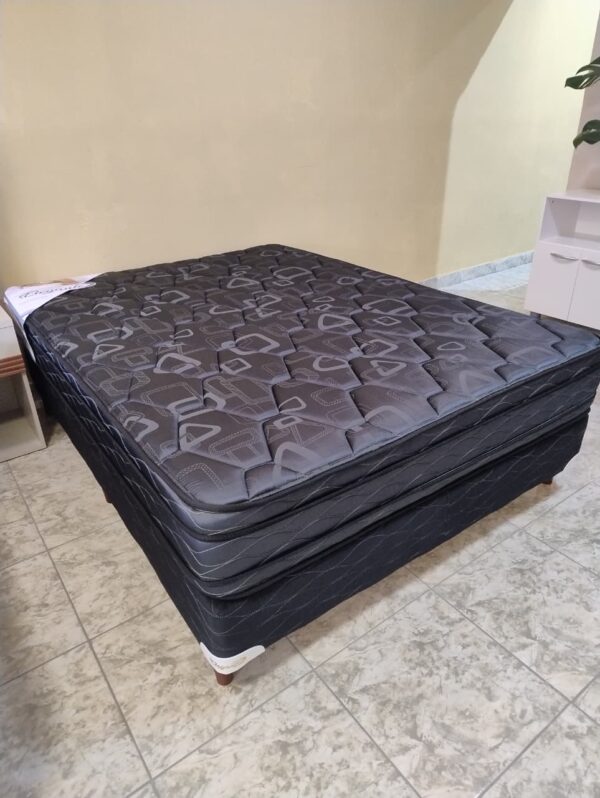 1. Conjunto sommier Euro Jackard 140x190 - espuma alta densidad (color negro)
