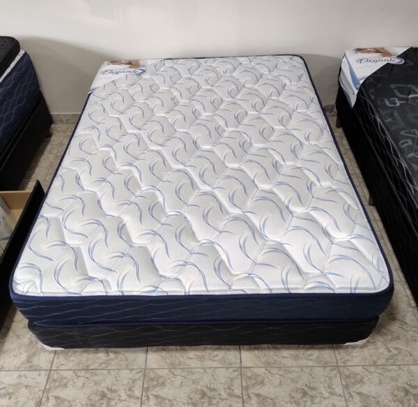 11. Conjunto Sommier Imperial 140x190 - espuma alta densidad ( Color blanco-azul )