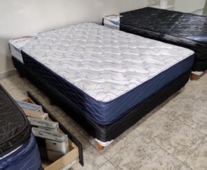 11. Conjunto Sommier Imperial 140x190 - espuma alta densidad ( Color blanco-azul )