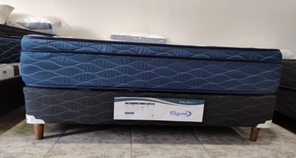 12. Conjunto sommier Balance 140x190 - Espuma densidad media ( Color Blanco-azul )