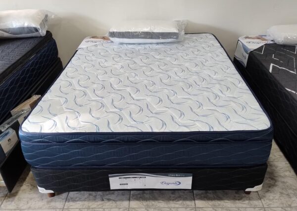 12. Conjunto sommier Balance 140x190 - Espuma densidad media ( Color Blanco-azul )