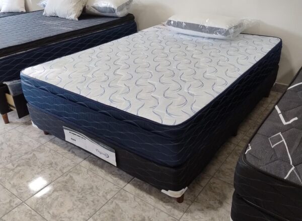 12. Conjunto sommier Balance 140x190 - Espuma densidad media ( Color Blanco-azul )