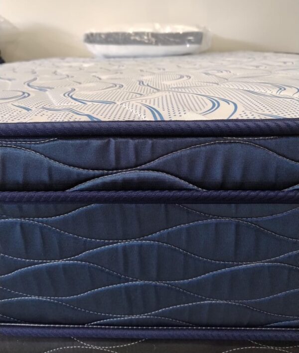 12. Conjunto sommier Balance 140x190 - Espuma densidad media ( Color Blanco-azul )