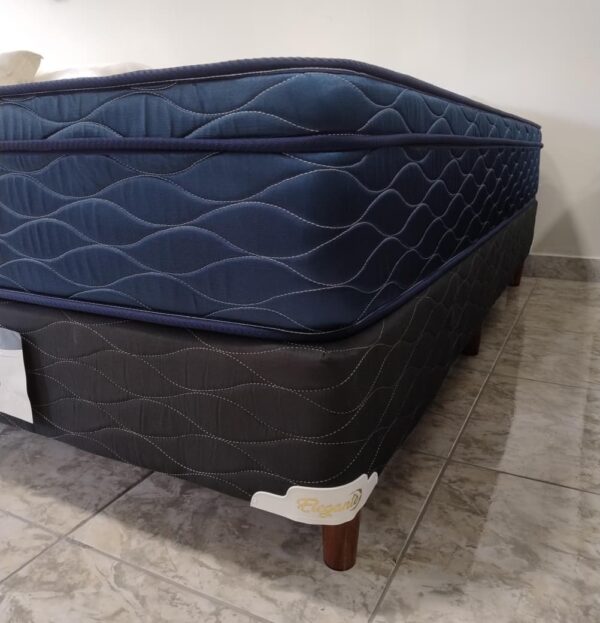 12. Conjunto sommier Balance 140x190 - Espuma densidad media ( Color Blanco-azul )
