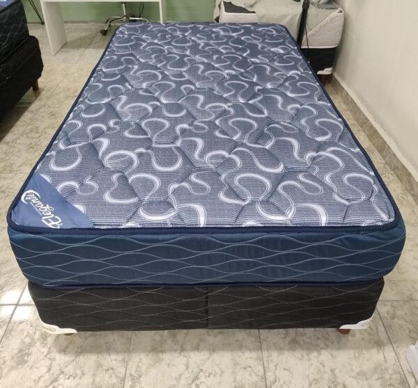 Conjunto sommier Imperial 100×190 – Espuma alta densidad ( color azul )