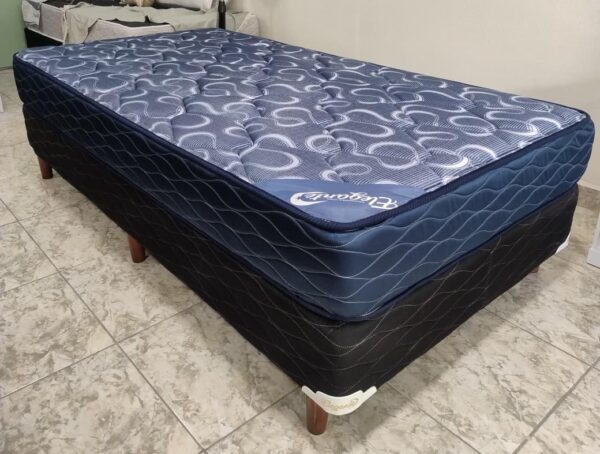 Conjunto sommier Imperial 100×190 – Espuma alta densidad ( color azul )