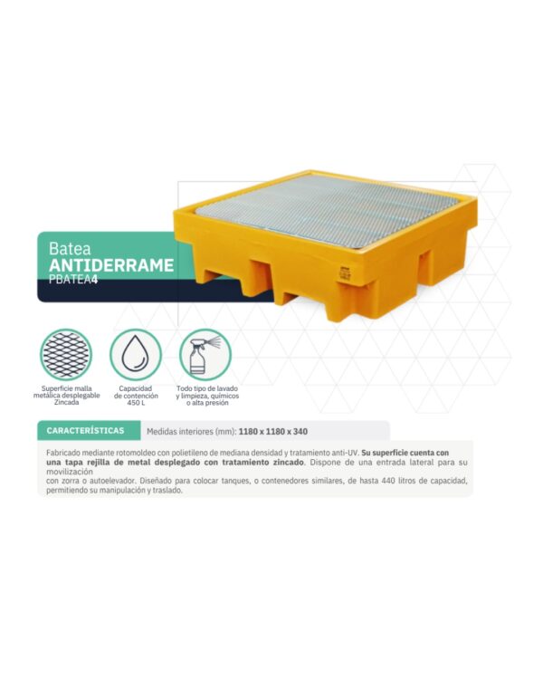 Batea antiderrame - PBATEA4 rejilla metálica