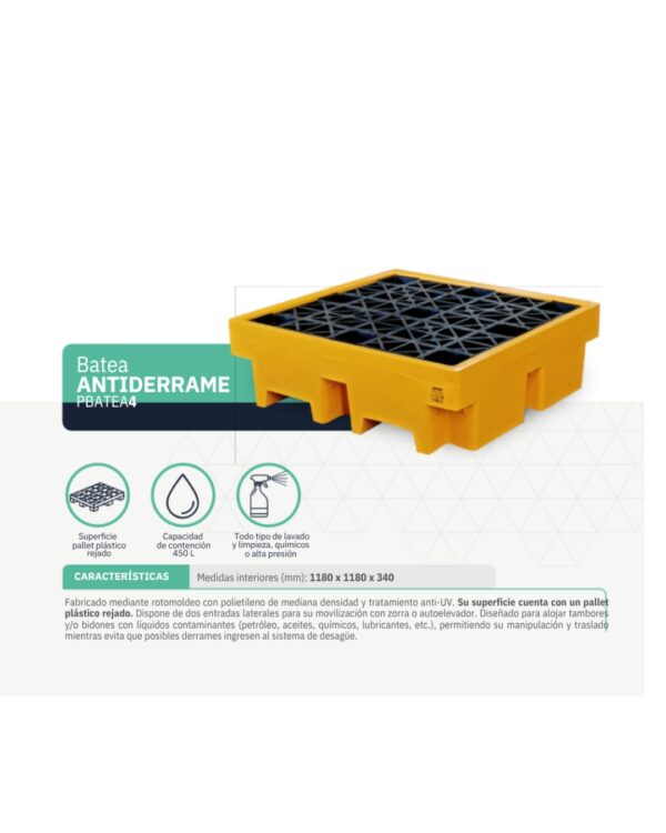 Batea antiderrame - PBATEA4 -pallet plástico rejado