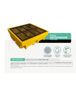 Batea antiderrame - PBATEA4 rejilla metálica con terminación en pintura epoxi