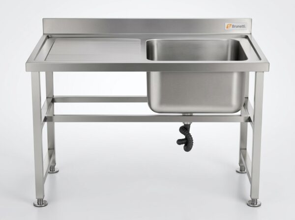 Mesa de trabajo de acero inoxidable con bacha.